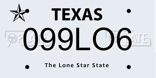 099LO6 Texas License Plate