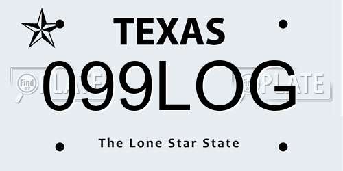 099LOG Texas License Plate