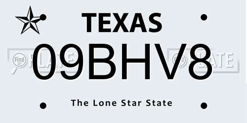 09BHV8 Texas License Plate