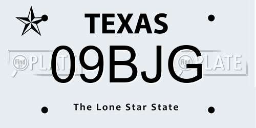 09BJG Texas License Plate