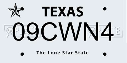 09CWN4 Texas License Plate