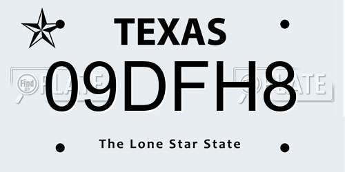 09DFH8 Texas License Plate