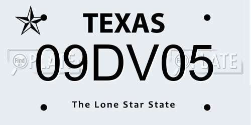 09DV05 Texas License Plate