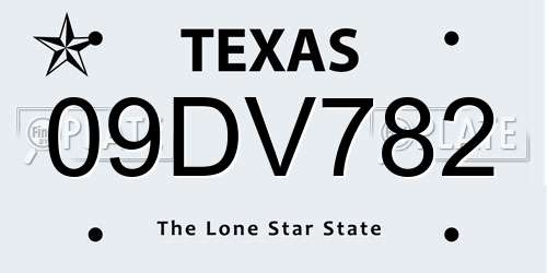 09DV782 Texas License Plate