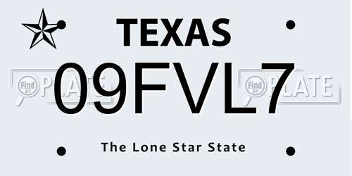 09FVL7 Texas License Plate