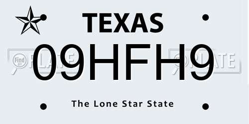 09HFH9 Texas License Plate