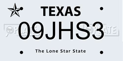09JHS3 Texas License Plate