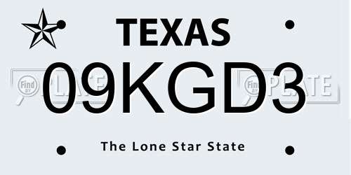 09KGD3 Texas License Plate