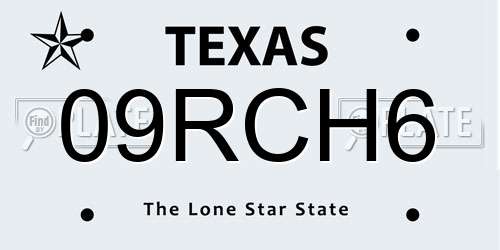 09RCH6 Texas License Plate