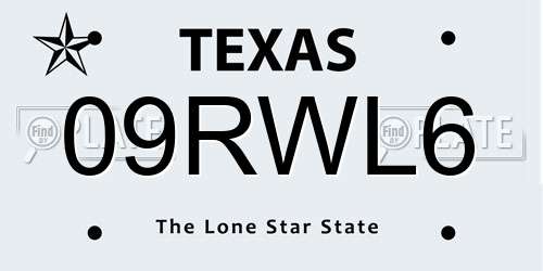 09RWL6 Texas License Plate