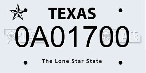 0A01700 Texas License Plate