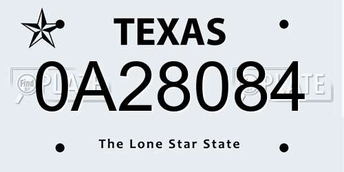 0A28084 Texas License Plate