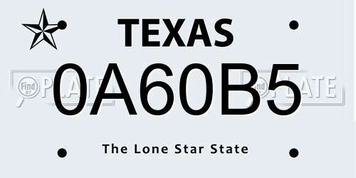 0A60B5 Texas License Plate