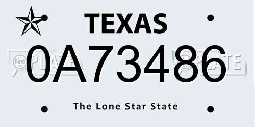 0A73486 Texas License Plate
