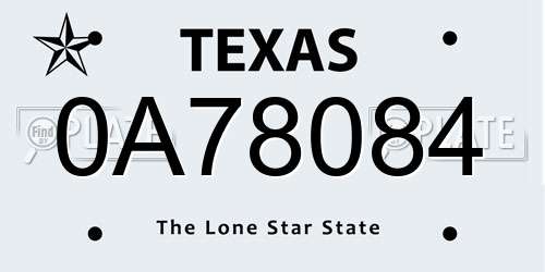0A78084 Texas License Plate