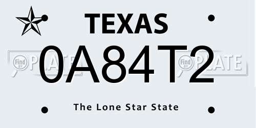 0A84T2 Texas License Plate