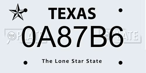 0A87B6 Texas License Plate