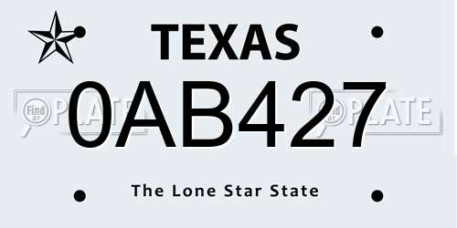 0AB427 Texas License Plate