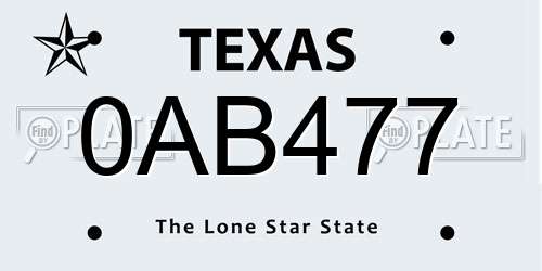 0AB477 Texas License Plate