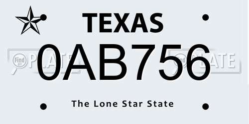 0AB756 Texas License Plate