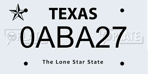 0ABA27 Texas License Plate