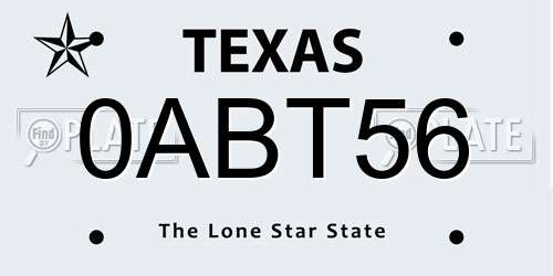 0ABT56 Texas License Plate