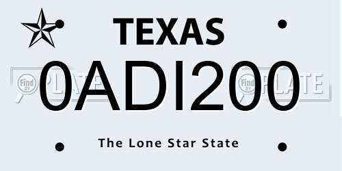 0ADI200 Texas License Plate