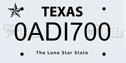 0ADI700 Texas License Plate