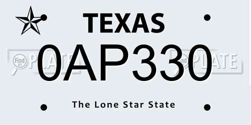 0AP330 Texas License Plate