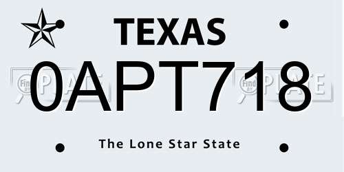 0APT718 Texas License Plate