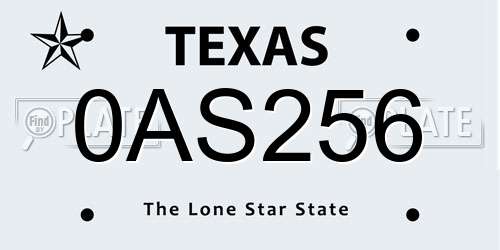 0AS256 Texas License Plate