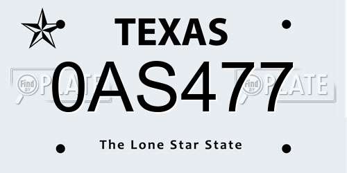 0AS477 Texas License Plate