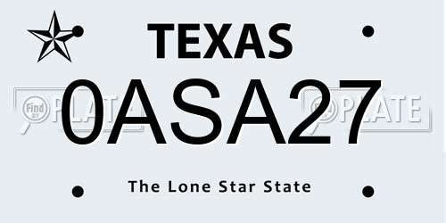0ASA27 Texas License Plate