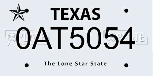0AT5054 Texas License Plate