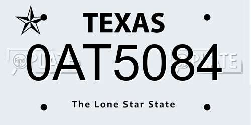 0AT5084 Texas License Plate