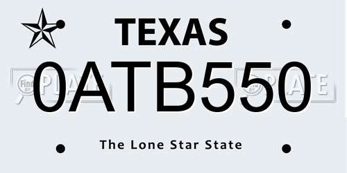 0ATB550 Texas License Plate