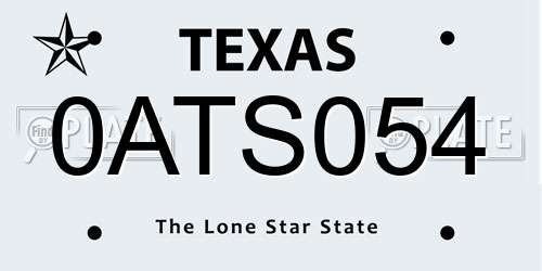 0ATS054 Texas License Plate