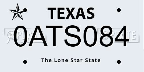 0ATS084 Texas License Plate