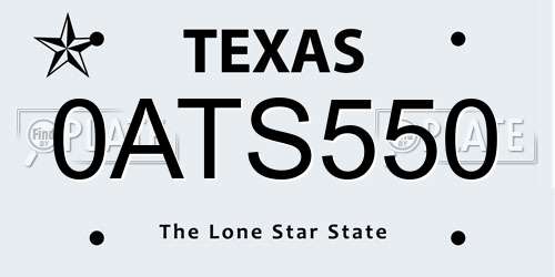 0ATS550 Texas License Plate