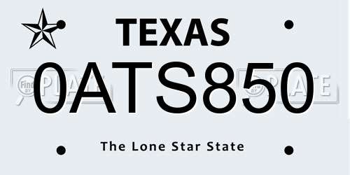 0ATS850 Texas License Plate