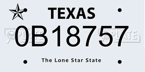0B18757 Texas License Plate
