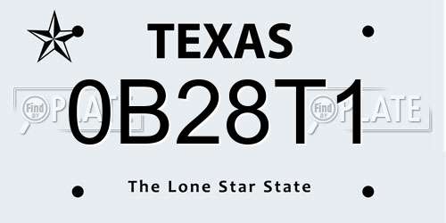 0B28T1 Texas License Plate