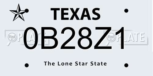 0B28Z1 Texas License Plate