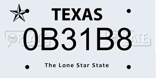 0B31B8 Texas License Plate