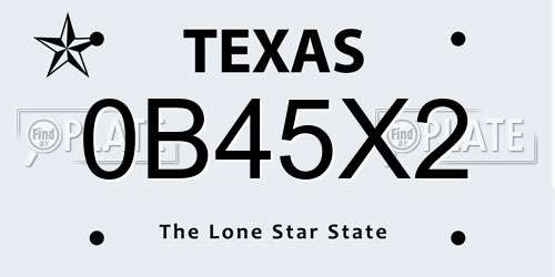 0B45X2 Texas License Plate