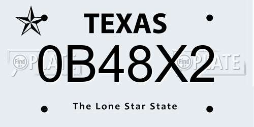 0B48X2 Texas License Plate