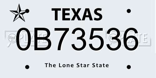 0B73536 Texas License Plate