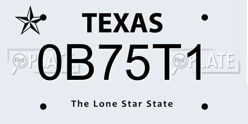 0B75T1 Texas License Plate