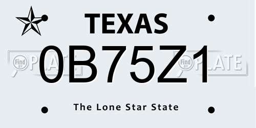 0B75Z1 Texas License Plate
