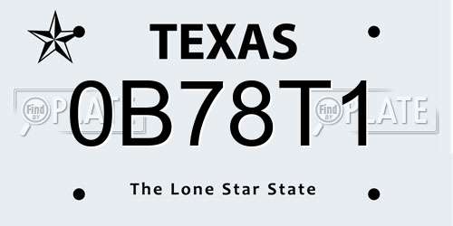 0B78T1 Texas License Plate